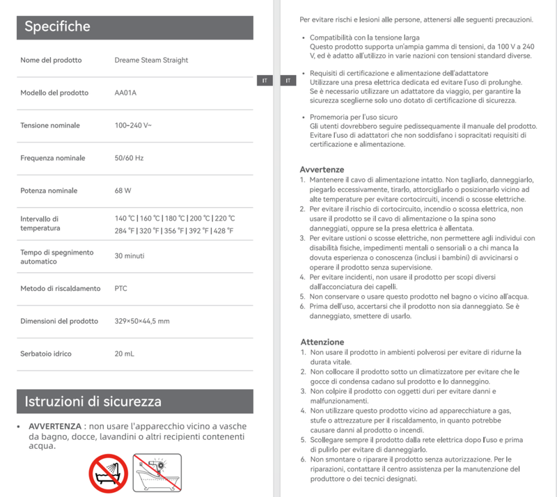 Avvertenze e informazioni sulla sicurezza