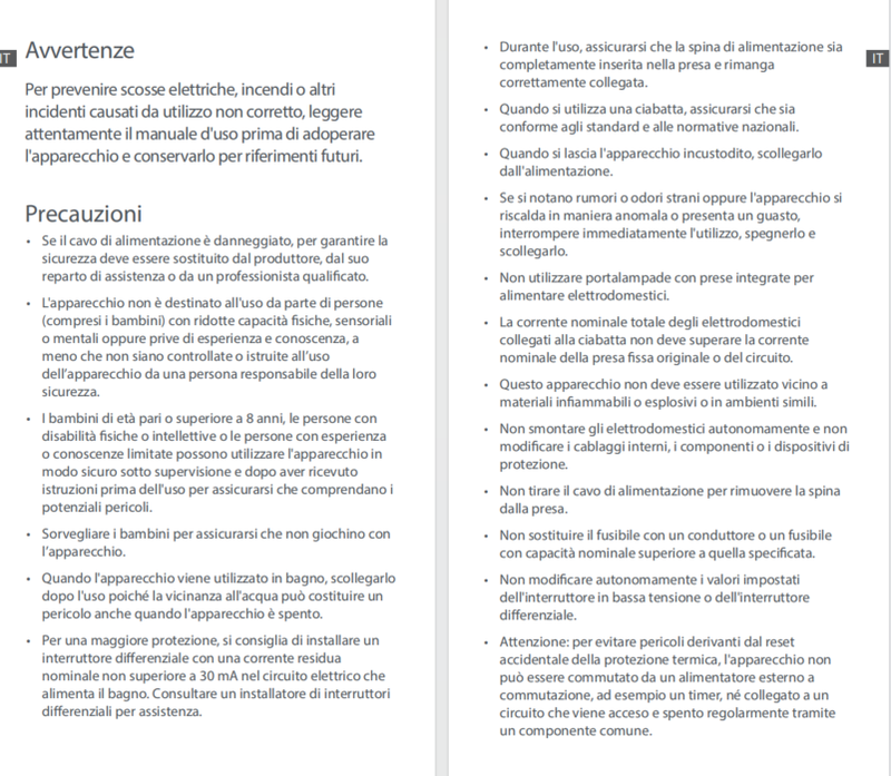 Avvertenze e informazioni sulla sicurezza