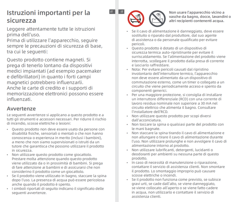 Avvertenze e informazioni sulla sicurezza