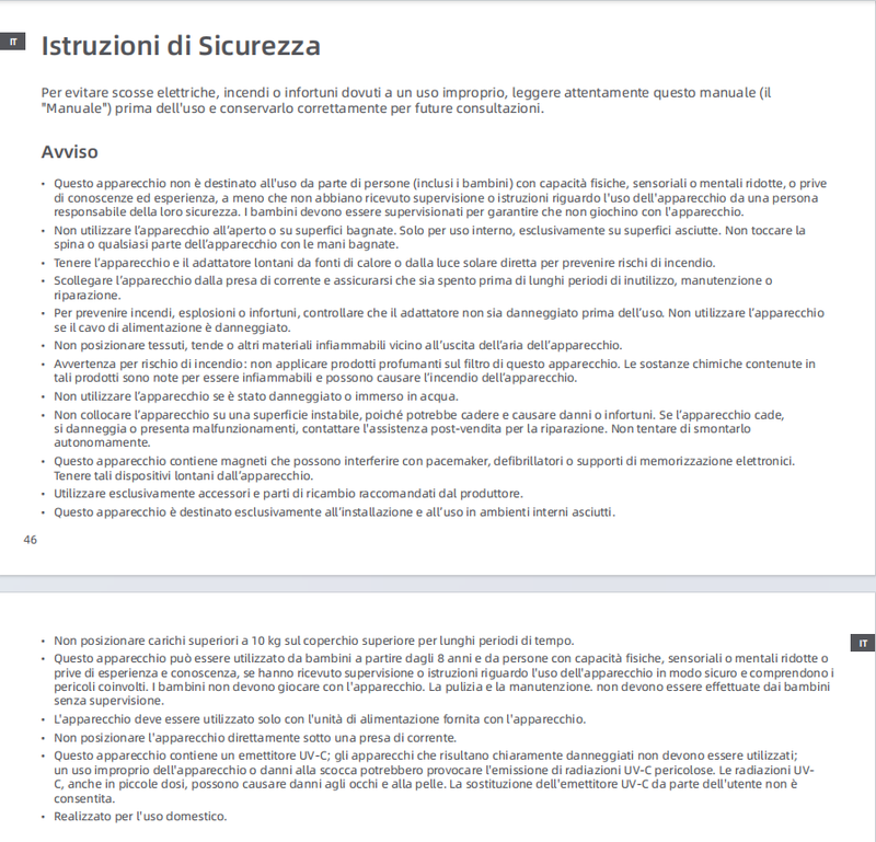 Avvertenze e informazioni sulla sicurezza