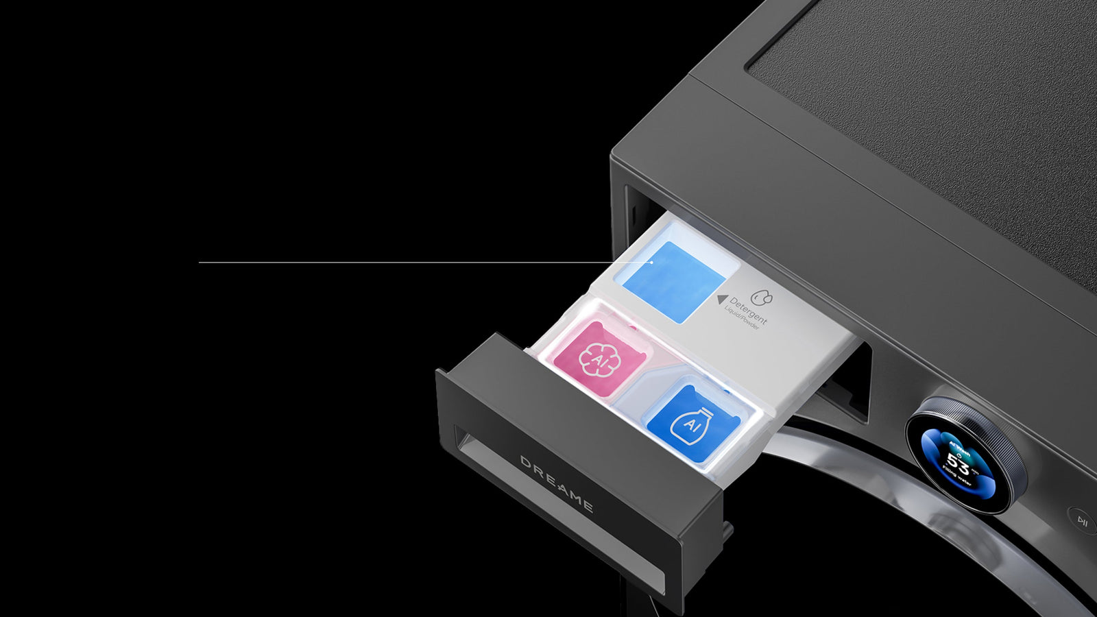 Dreame AI Inverter Washer L9 cassetto Dual Smart Dosing con dosaggio IA preciso di detersivo e ammorbidente
