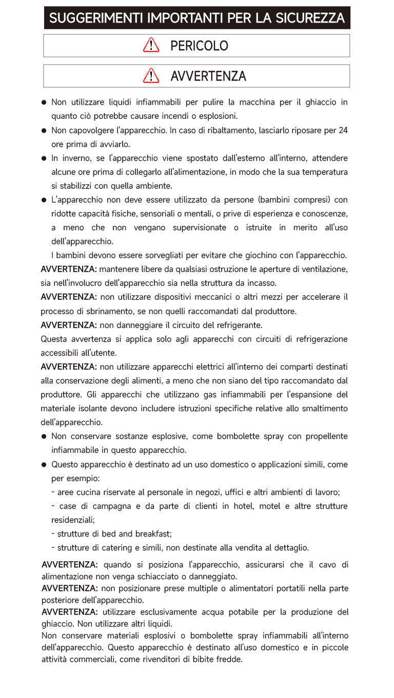 Avvertenze e informazioni sulla sicurezza