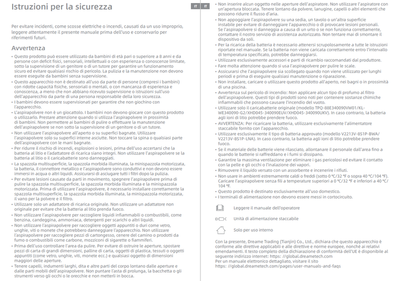 Avvertenze e informazioni sulla sicurezza