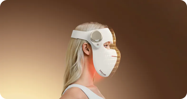 Dreame Chrona maschera anti-età ai fotoni con struttura ergonomica tridimensionale per una vestibilità sicura e priva di pressione.