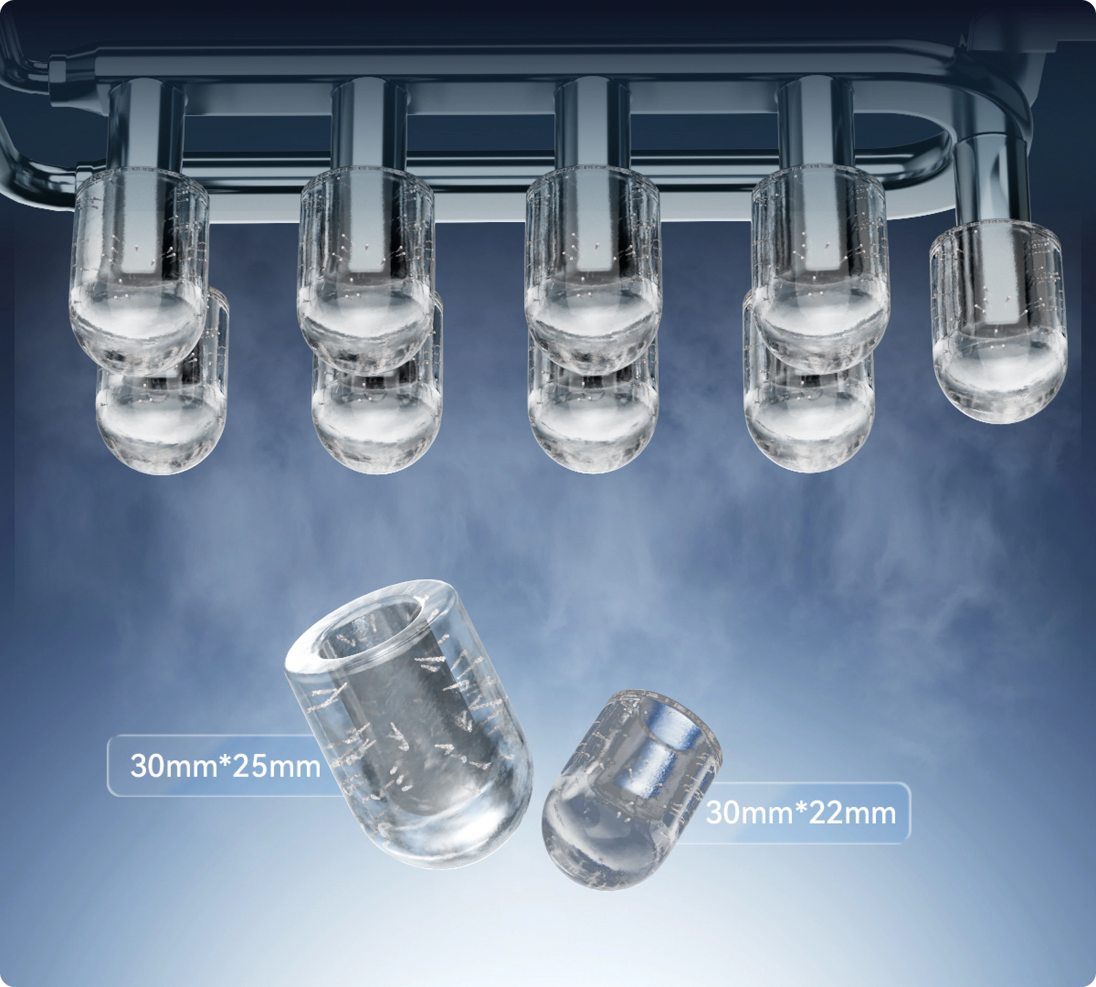 La macchina per ghiaccio Dreame Aura offre ghiaccio bullet in due formati, perfetto per ogni tipo di bevanda e occasione.
