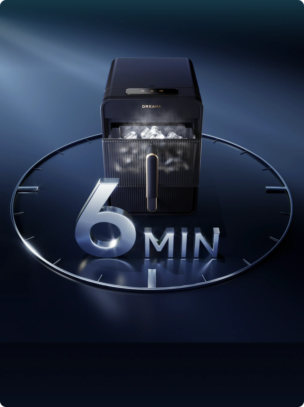 Macchina per ghiaccio Dreame Aura, ghiaccio pronto in 6 minuti per soddisfare al volo ogni esigenza di freschezza.