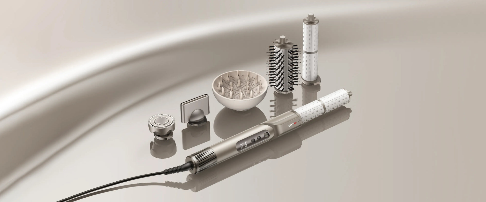 Asciugacapelli Dreame Dazzle con set completo di accessori per styling professionale e versatile.
