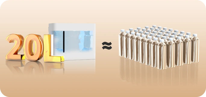 <nobr>20 L = 40 bottiglie d'acqua da 500 ml</nobr>