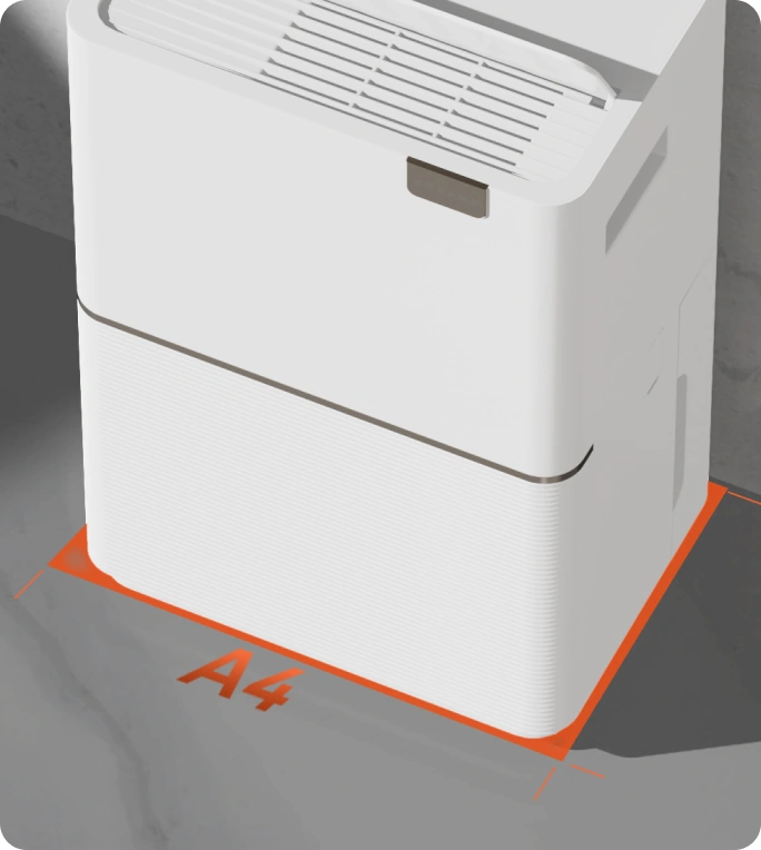 Ingombro ridotto, formato A4, <br class="dd20c-small-hide">compatto e salvaspazio