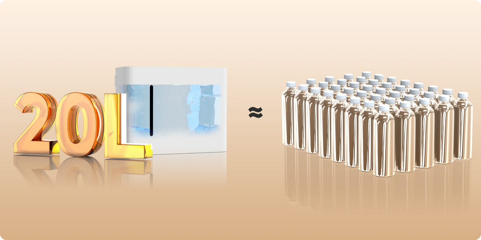 <nobr>20 L = 40 bottiglie d'acqua da 500 ml</nobr>