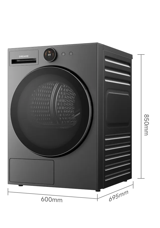 Dreame AI Dual Inverter Dryer L9 specifiche tecniche capacità 9 kg motore BLDC efficienza energetica B tamburo 580 mm