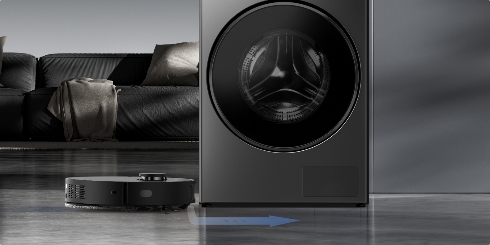 Dreame AI Inverter Washer L9 basamento compatibile con robot aspirapolvere con spazio sufficiente per la pulizia