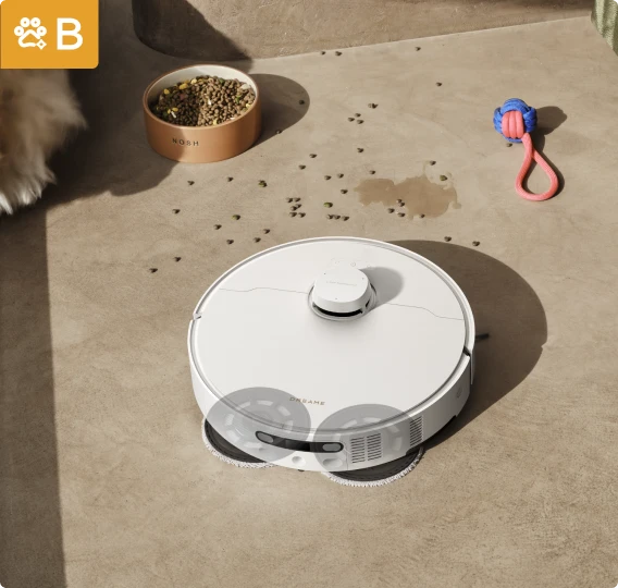 Soluzione per odori animali del robot aspirapolvere Dreame Matrix10 Pro Bianco, a base vegetale, riduce odori da lettiere e incidenti.