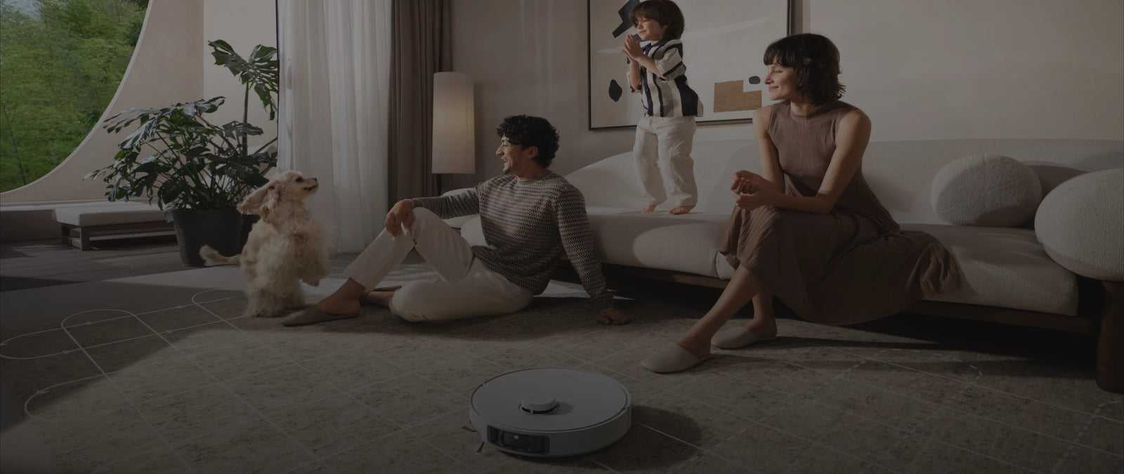Il robot aspirapolvere Dreame Matrix10 Pro Bianco pulisce in modo intelligente mentre la famiglia si rilassa insieme senza pensieri.