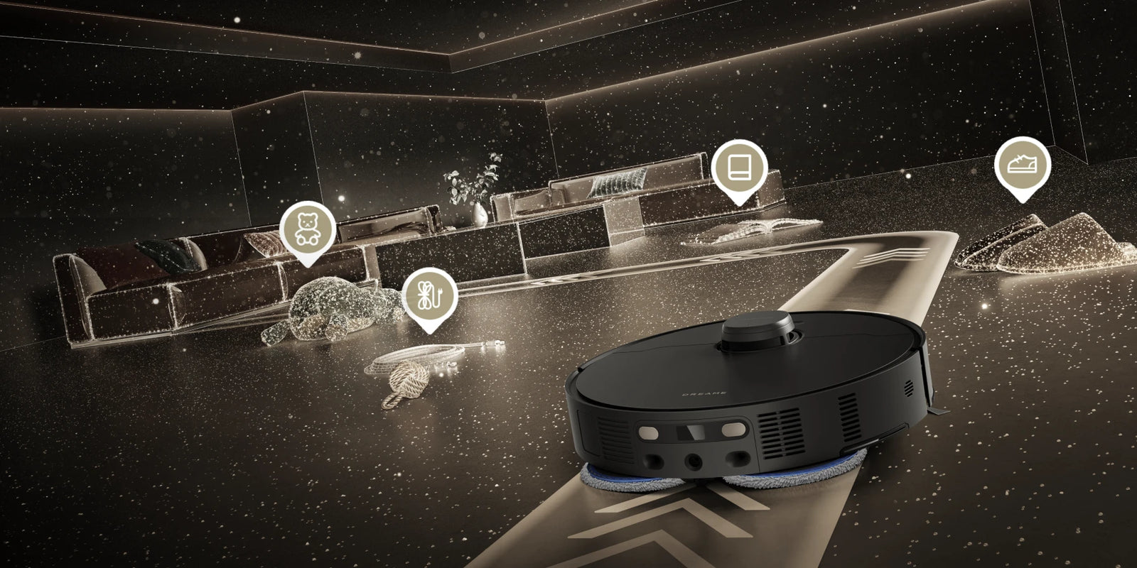 Robot aspirapolvere Dreame Matrix10 Pro con IA RGB e luce strutturata 3D, rileva oltre 280 tipi di oggetti e identifica il 100 % dei cavi.