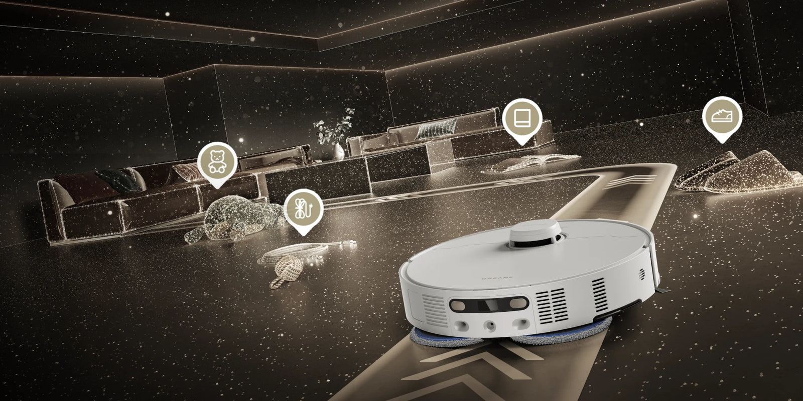 Robot aspirapolvere Dreame Matrix10 Pro con IA RGB e luce strutturata 3D, rileva oltre 280 tipi di oggetti e identifica il 100 % dei cavi.