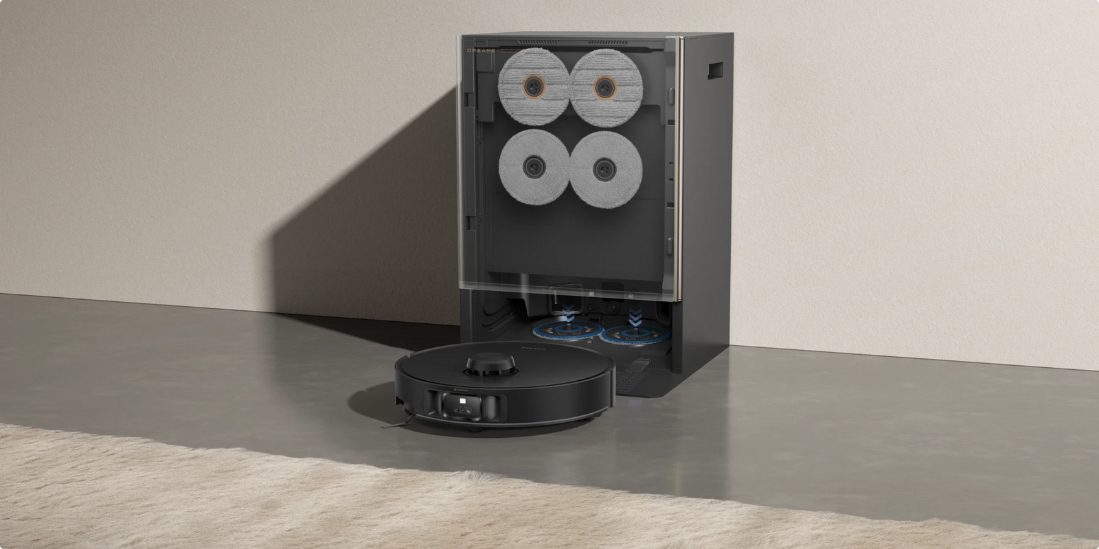 Robot aspirapolvere Dreame Matrix10 Pro con 5 strategie intelligenti per tappeti, rimozione, sollevamento, attraversamento, aggiramento e pulizia intensiva.