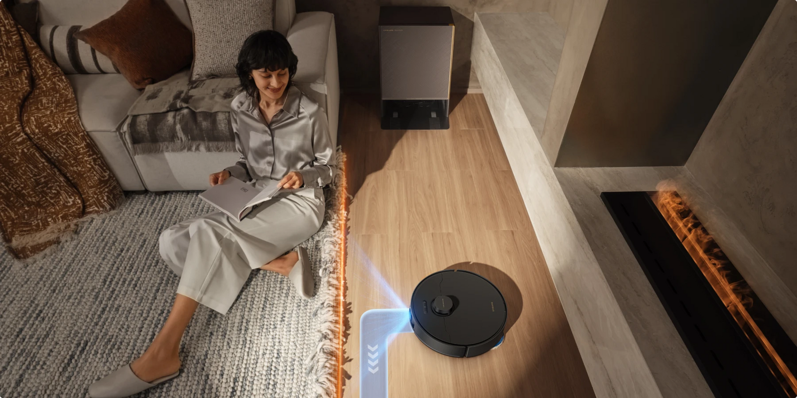 Il robot aspirapolvere Dreame Matrix10 Pro Nero rileva e aggira automaticamente i tappeti con frange, nessun rischio di groviglio o danno.