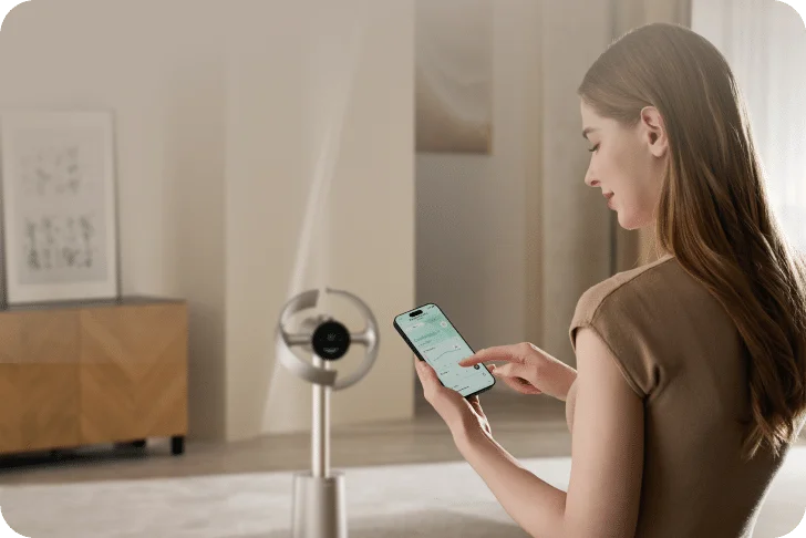 Con l'app Dreamehome il Dreame MF10 Ventilatore senza pale si controlla da remoto per avere il massimo comfort sempre a portata di mano.