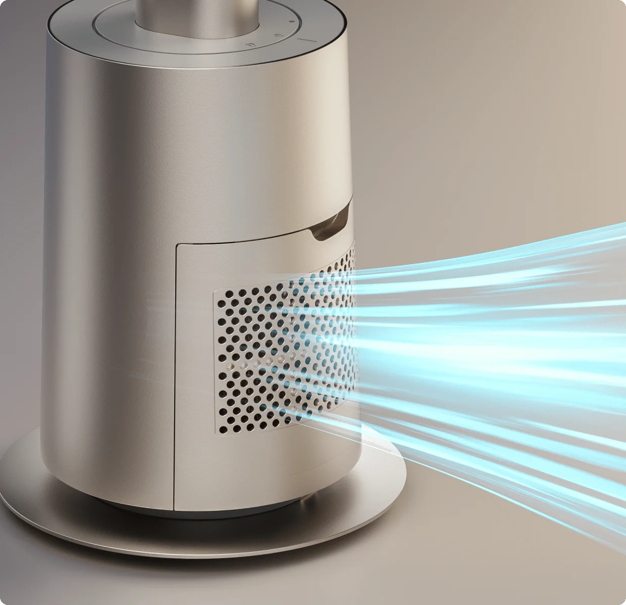Il canale d'aria circolare a quattro zone del Dreame MF10 Ventilatore senza pale concentra il flusso con precisione per la massima efficienza e portata.