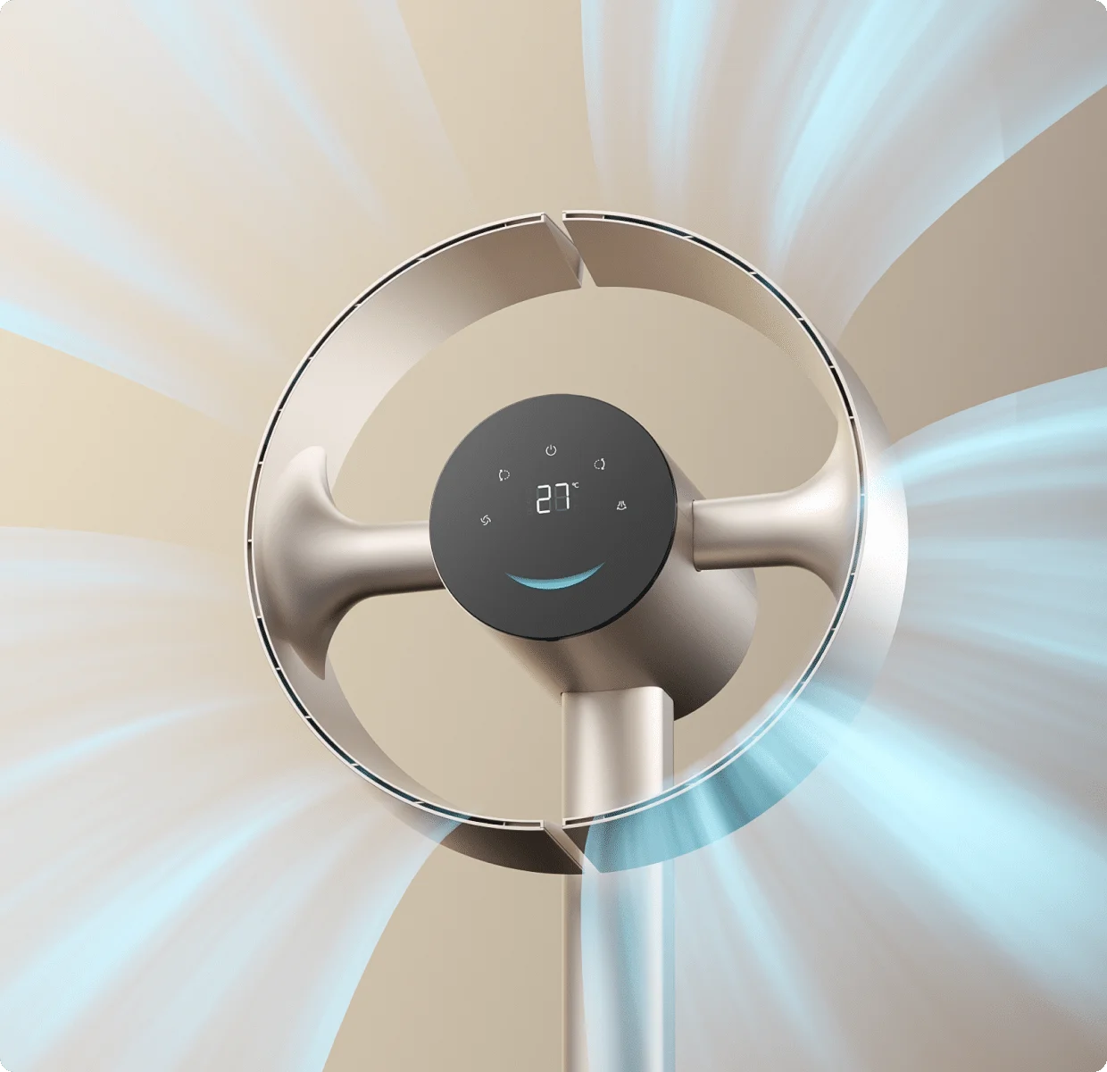Il canale d'aria circolare a quattro zone del Dreame MF10 Ventilatore senza pale concentra il flusso con precisione per la massima efficienza e portata.