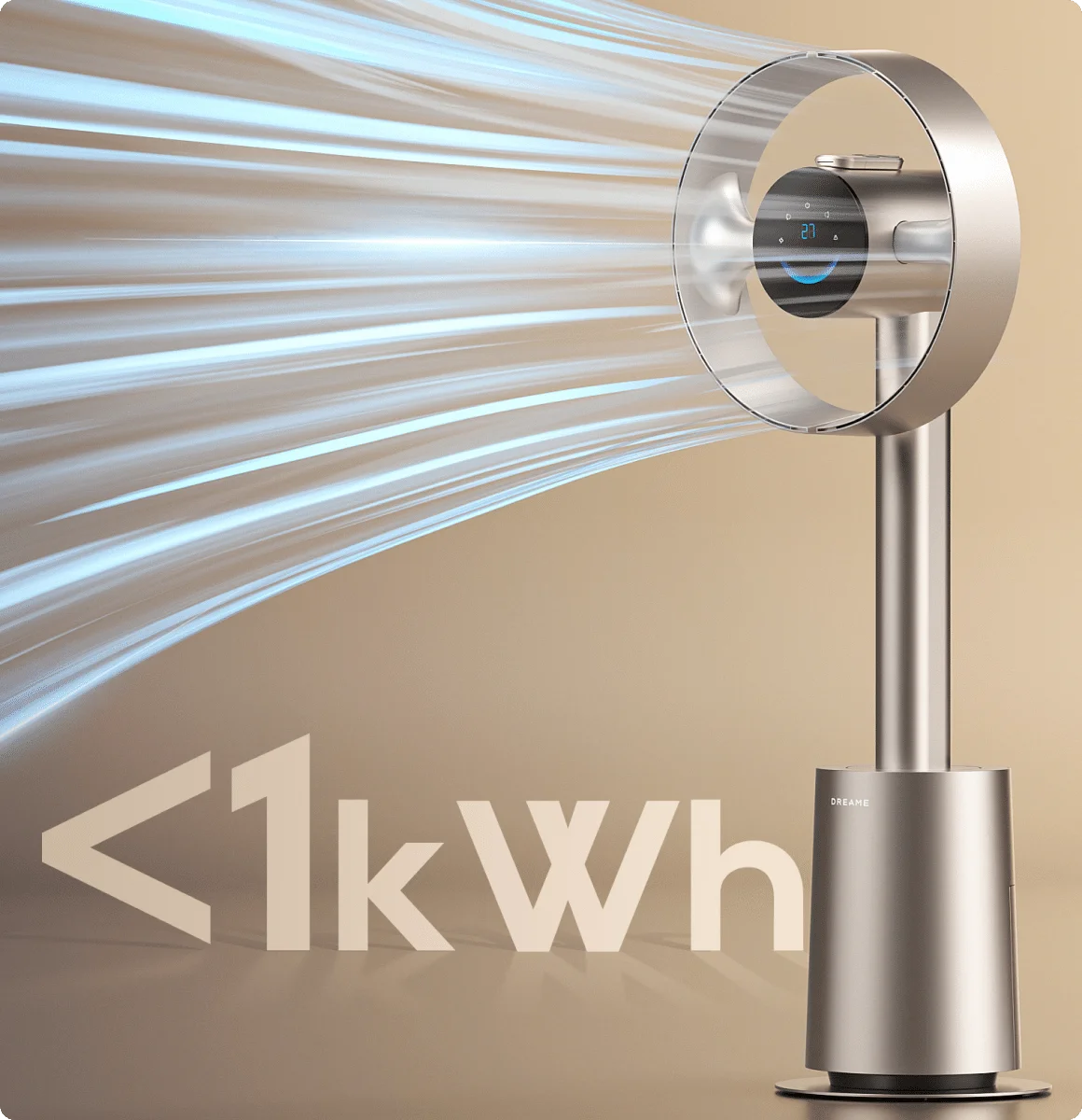 Grazie a TempSync™ il Dreame MF10 Ventilatore senza pale mantiene fresco per tutta la notte consumando meno di 1 kWh alle impostazioni basse.
