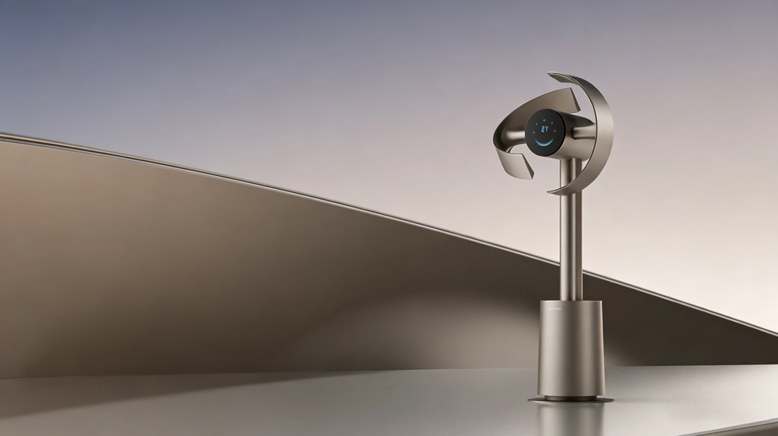 Il Dreame MF10 Ventilatore senza pale in oro titanio porta un comfort dell'aria intelligente che avvolge ogni angolo della stanza.