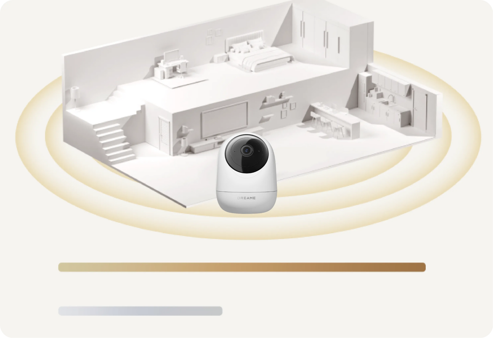 Diagramma Wi-Fi dual-band Dreame NAVO Care SE 1 InCam con modello 3D abitazione che mostra copertura 2.4GHz e 5GHz