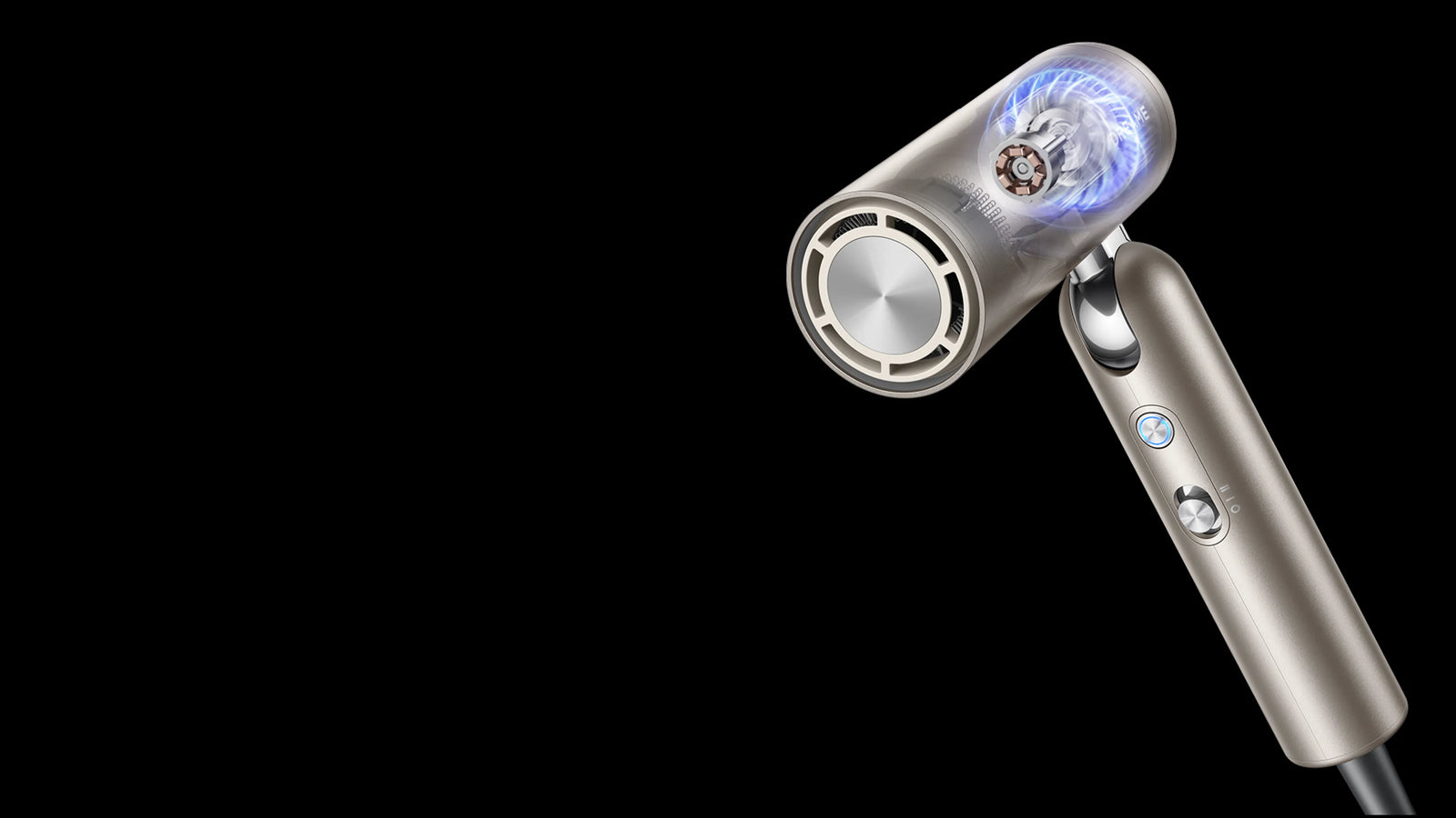 Asciugacapelli Dreame Pocket Pro con motore ad alta velocità da 110.000 giri/min, flusso d’aria di 70 m/s, asciuga i capelli corti in soli 40 secondi.