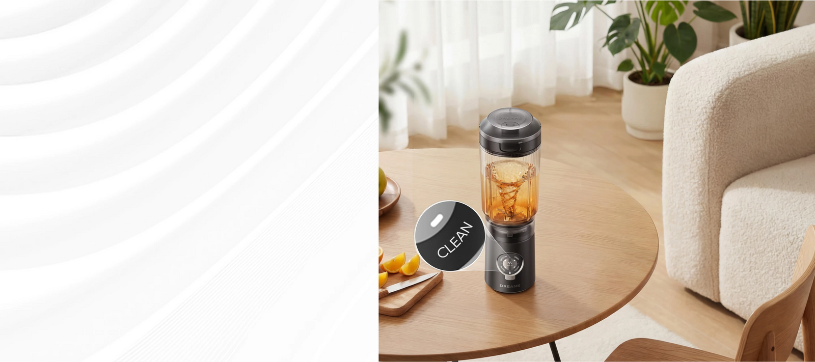 Modalità autopulente Dreame Portable Blender con pulizia rapida One Touch solo con acqua e detergente
