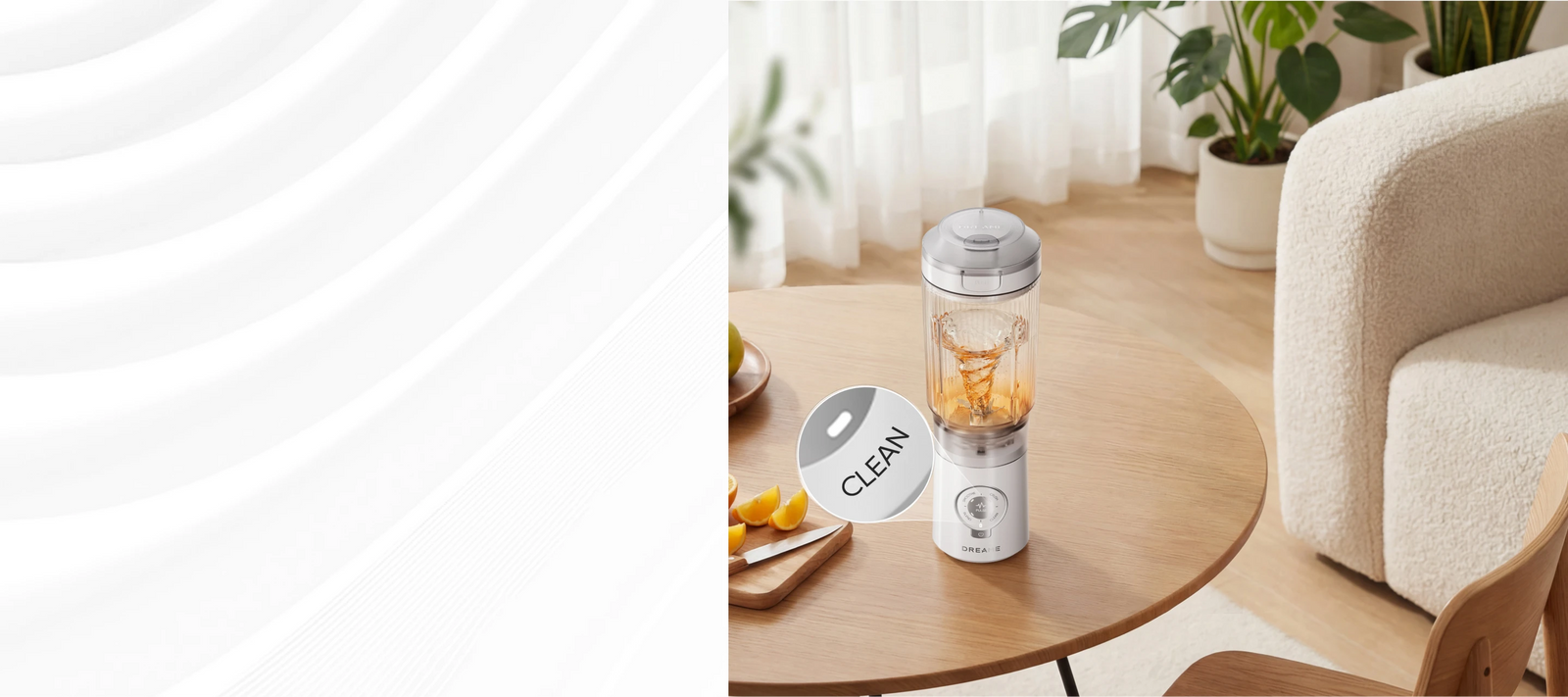 Modalità autopulente Dreame Portable Blender con pulizia rapida One Touch solo con acqua e detergente