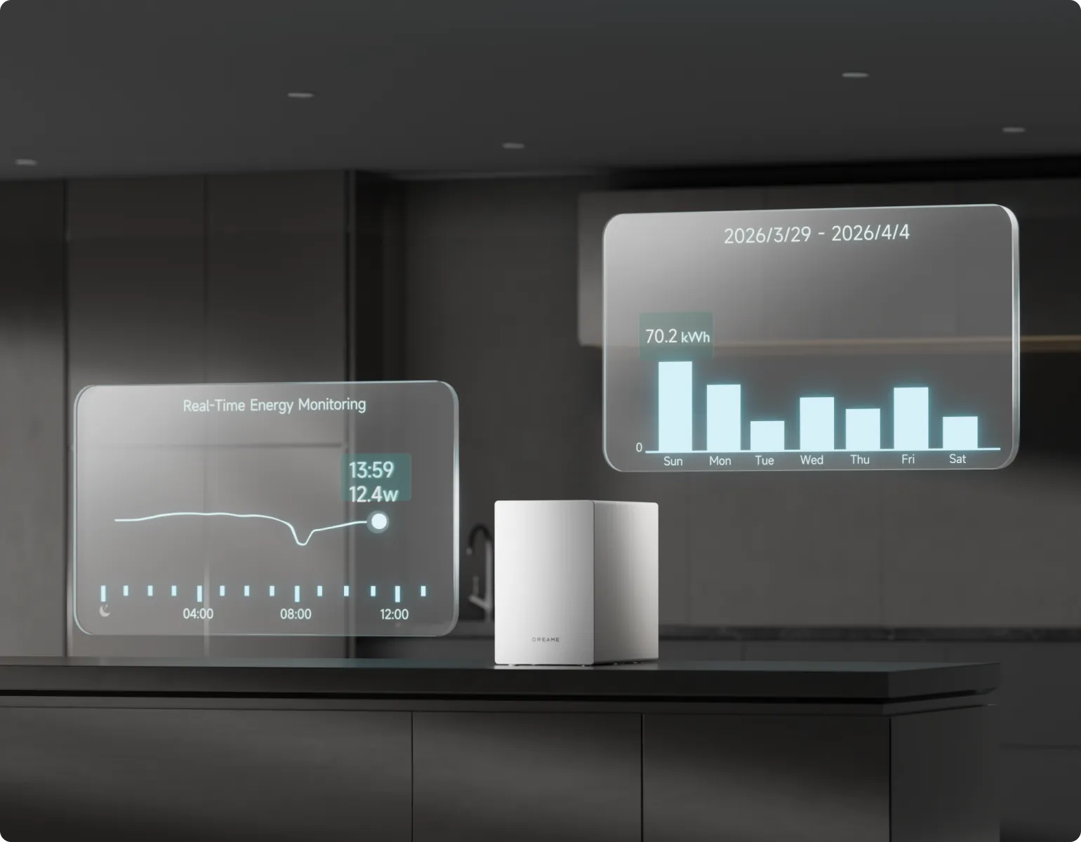 Il monitoraggio energetico in tempo reale del Dreame SF25 WiFi mostra il consumo attuale e consente l'accesso ai dati storici.