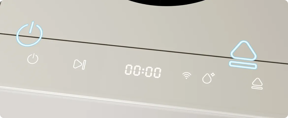 Il pannello di controllo del Dreame SF25 WiFi con la modalità blocco bambini attivata blocca tutti i tasti per evitare usi accidentali.