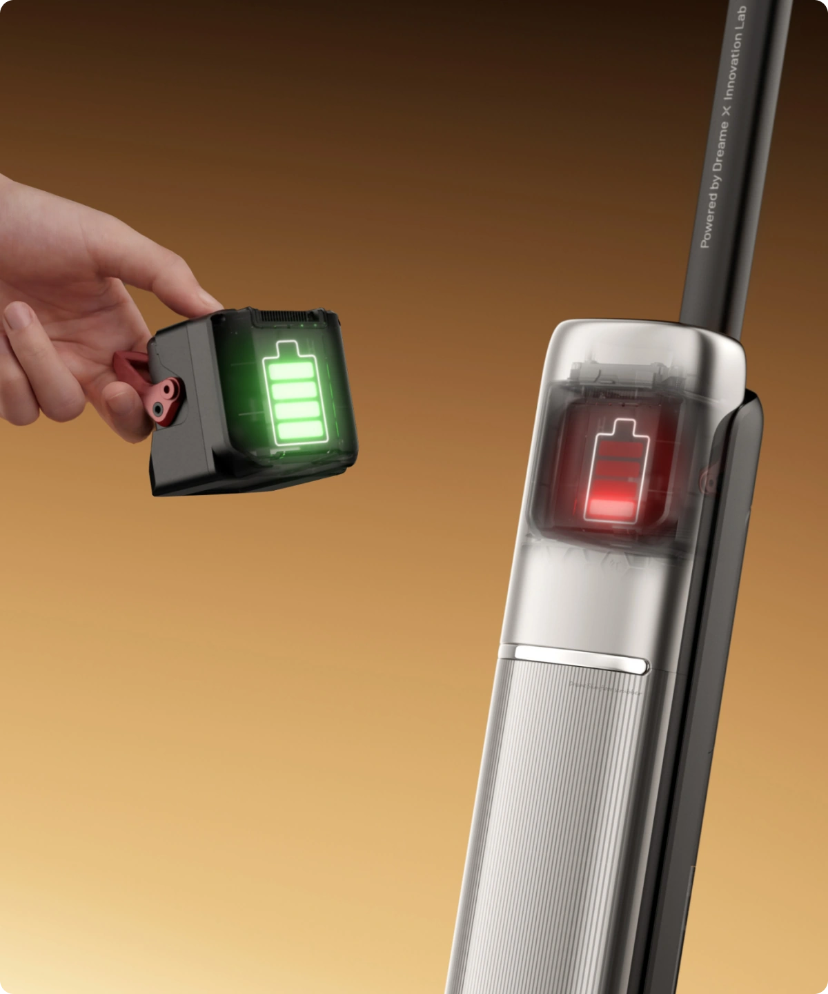 Batteria rimovibile Batterie sostituibili per una pulizia non‑stop