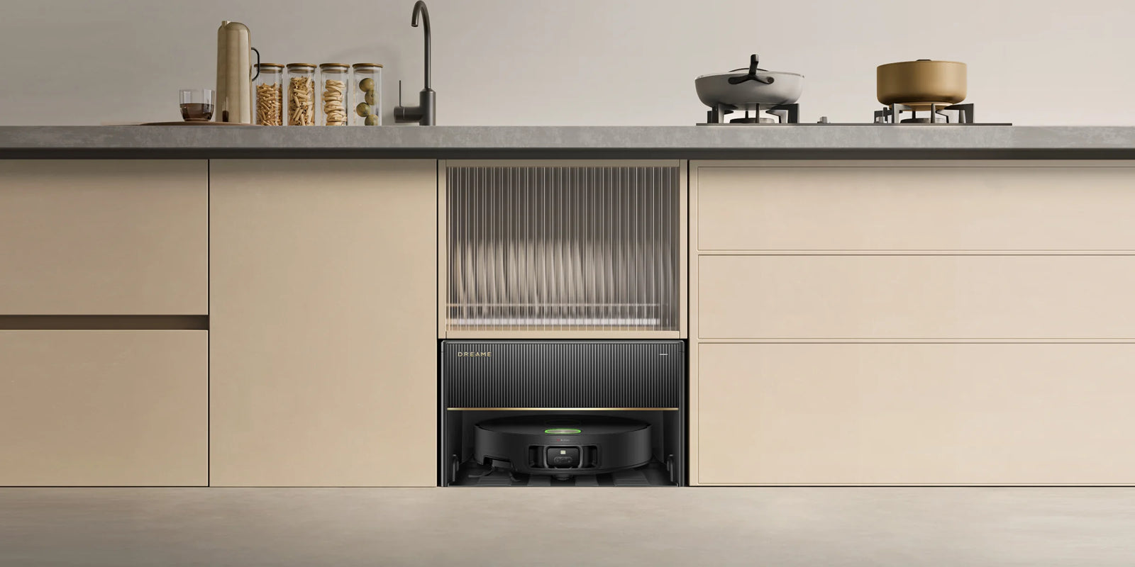 Il robot aspirapolvere può essere integrato senza sforzo in cucina, bagno e balcone