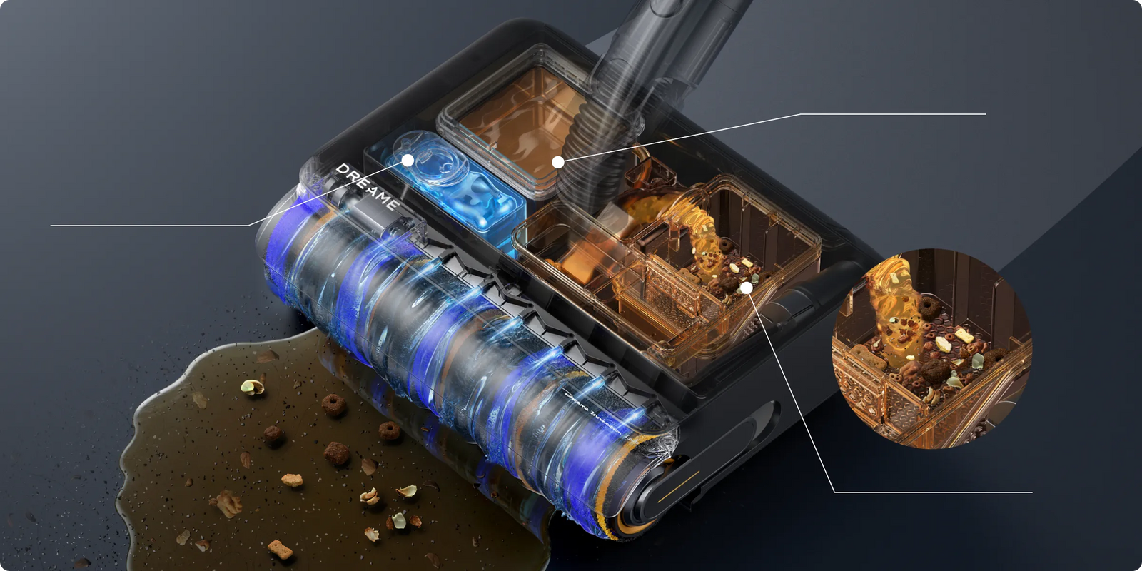 Sistema integrato Dreame   Z30 Pro Aqua-A con serbatoi acqua pulita sporca e detriti solidi